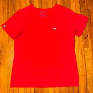 Figs one pocket pop red scrub top